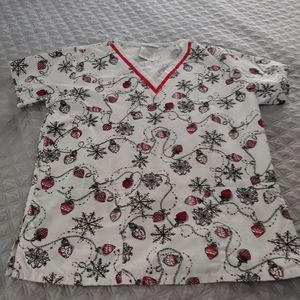 Ladies Christmas Scrub Top